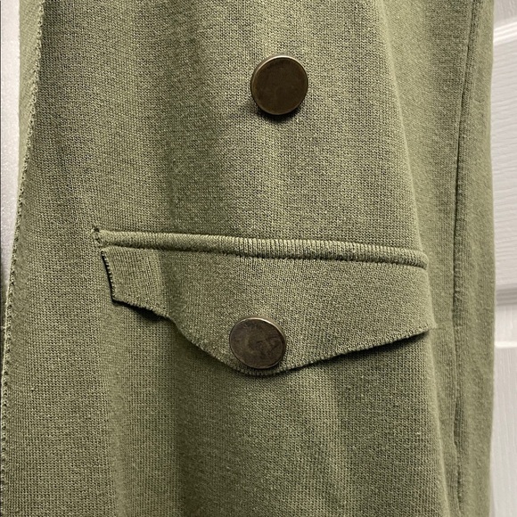 Olive Green Long Sleeveless Waterfall Open Knit Vest Sz M - Picture 3 of 14